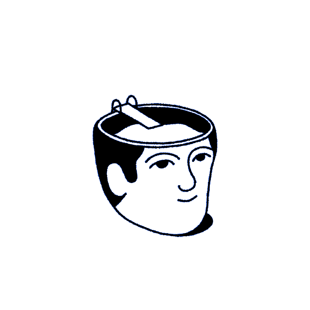 Animated Deuce Studio illustration of a tiny diver plunging into an open head